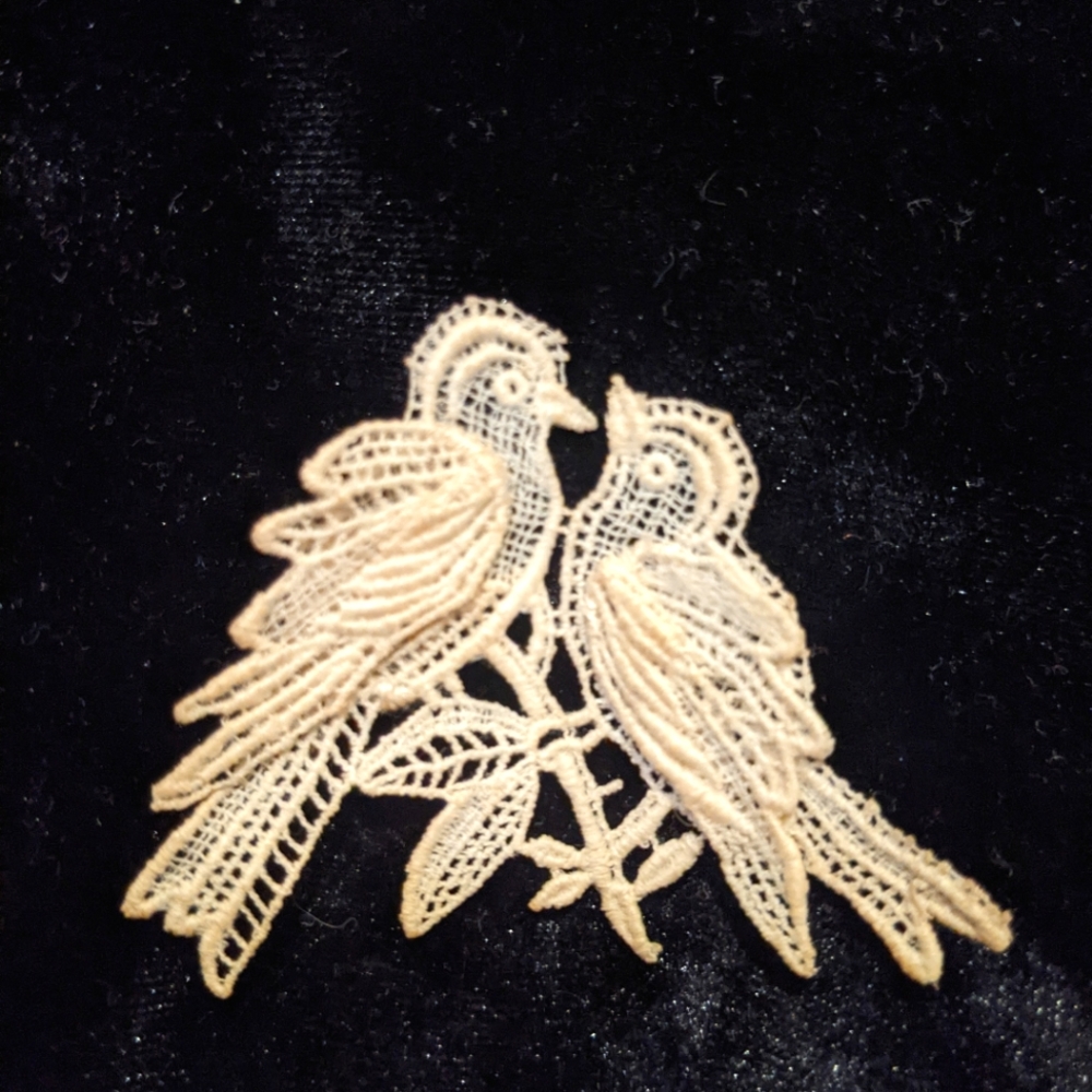 Vintage lace bird brooch